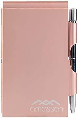 Metal Pocket Notebook, Portable Small Pocket Notepad Aluminum Note Case with Mini Metal Pen and 60-Page Sheets (Rose Pink)