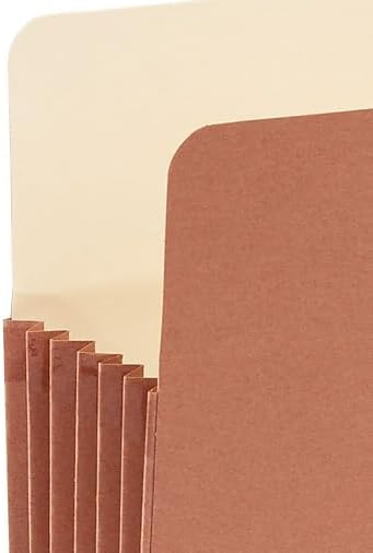 Staples Reinforced File Pockets, Letter Size, 5.25‑Inch Expansion, Heavy‑Duty Brown Gusseted Folders – 20/Carton
