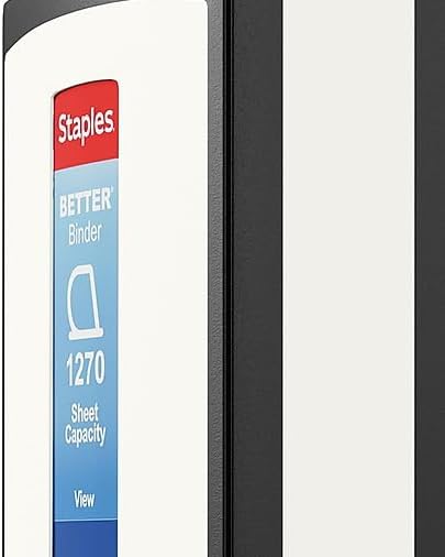 Staples Better Binder, 5" Extra‑Capacity Heavy‑Duty D‑Ring Binder, White, Reinforced Spine, Holds 1,050 Sheets, High‑Capacity Organizer for Office & Records, 2‑Pack