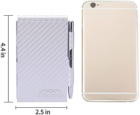 amassan Metal Pocket Notebook, Small Pocket Notepad Aluminum Note Case with Mini Metal Pen and 60-Page Sheets … (Notepads Refills (Dot Grid))