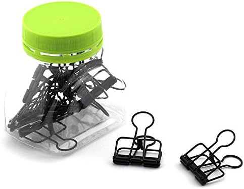 12-Pack Medium Metal Wire Binder Clips, Office Supplier School Accessories,Colorful Hollow Out Paper Organizer, Paper Binder Clip (Black)