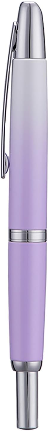 Jinhao 10 Press Fountain Pen with Box, Gradient Light Purple Retractable Medium Nib with Ink Converter Set (Silver Clip)