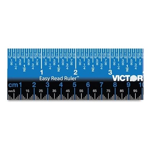 Victor EZ12PBL Plastic Dual Color 12 Inch Easy Read Ruler with Inches, Centimeters and Millimeters Measurements, Blue/Black