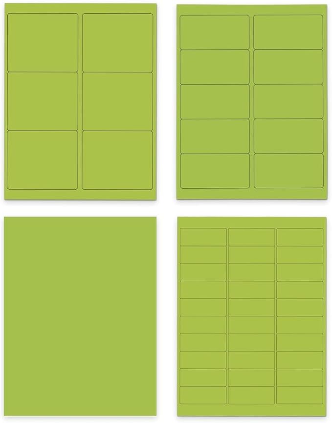 JAM PAPER Shipping & Mailing Address Labels - Multi Size Assortment - Lime Green - 370/Pack