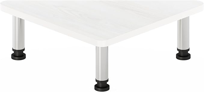 Furinno Turn-N-Tube Triangle Corner Monitor Riser, White Monitor Stand Riser, Laptop Stand for Desk, Office Desk Accessories, Desk Organizers and Accessories, White Wood
