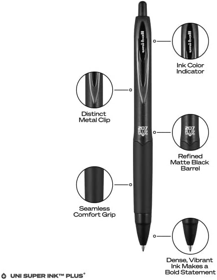uni-ball 207PLUS+ Gel, 0.7MM, Black (Pack of 216)