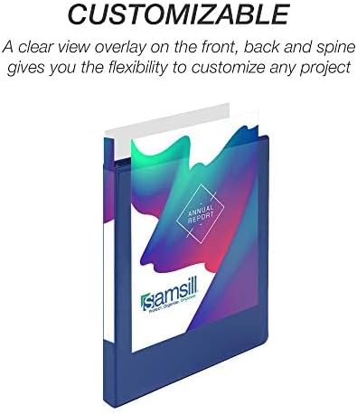 Samsill 8 Pack Durable 0.5 Inch 3 Ring Binders, Round Ring, Clear View Cover for Presentations, Black