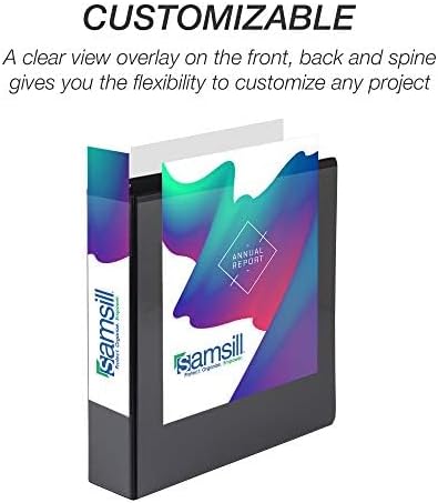 Samsill 4 Pack Durable 1.5 Inch 3 Ring Binders, Round Ring, Clear View Cover for Presentations, Black