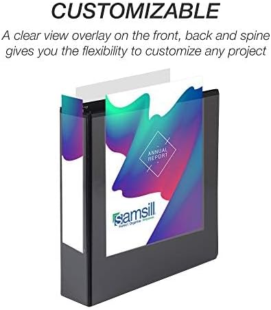 Samsill 4 Pack Durable 2 Inch 3 Ring Binders, Round Ring, Clear View Cover for Presentations, Black