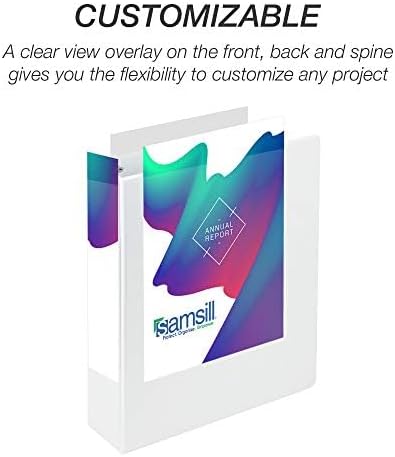 Samsill 4 Pack Durable 2 Inch 3 Ring Binders, Round Ring, Clear View Cover for Presentations, White