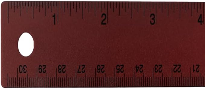 JAM PAPER Strong Aluminum Ruler - 12 Inch - Metal Ruler with Non-Skid Cork Backing - Burgundy Metallic - Sold Individually