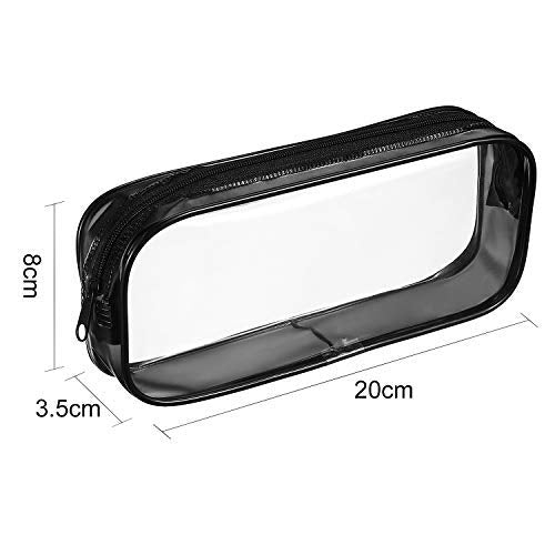Tatuo 4 Pieces Clear PVC Bags Big Capacity Zipper Pencil Pouch Case Travel Luggage Makeup Cosmetic Bag(Black)