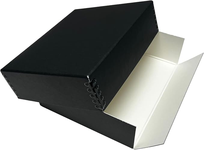 Lineco Drop Front Archival Storage Box, 8.75x10.75x3 in, Black, 2 Pack | Acid-Free with Metal Edge, Preserves Picture Longevity, Organize Photos, Newspapers, Prints, Documents, Crafts, DIY