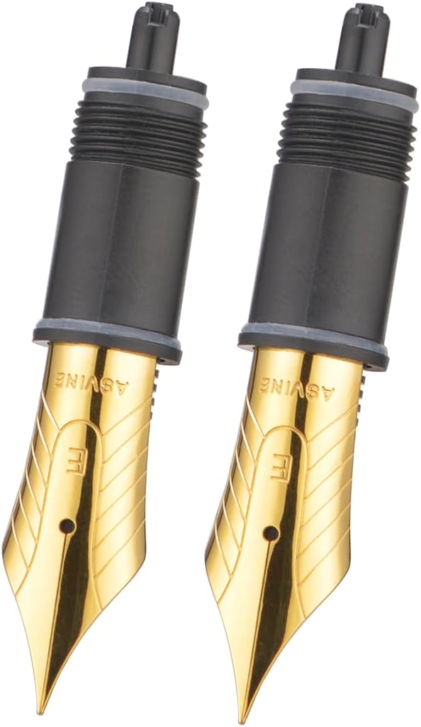 Set of 2 Number 8 Fountain Pen Replacement Extra Fine Point - Compatible with C2000, V800 and C80- Gold