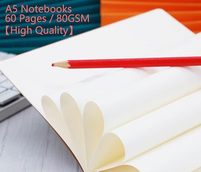 24 Pack Kraft Notebook Journals for Travelers, Students and Office, Writing Diary Subject Notebooks Planner with Thick Paper, 60 Pages, 30 Sheets, 8.3x5.5 inch, A5 Size, Travel Journal Set.(Blank)
