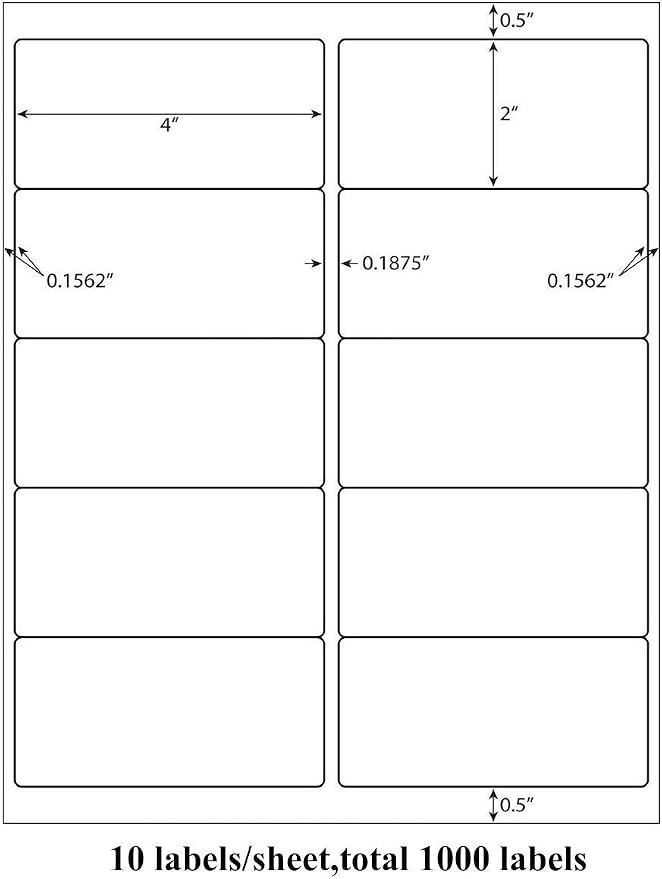 9527 Product 10 UP Sticker Labels,2x4 inches FBA Shipping Address Labels for Laser/Ink Jet Printer,Total 10000 Labels