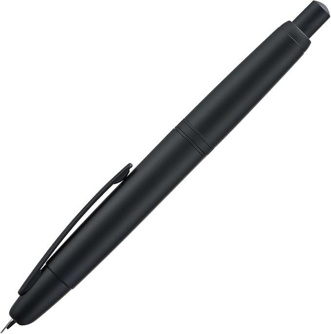 Jinhao 10 Press Fountain Pen with Box, Matte Black Retractable Fine Nib with Converter Set (Clip Version)