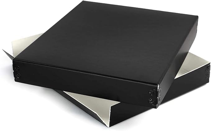 Lineco Museum Archival Storage Box, Drop Front, 8.75x10.75x1.5 in, Black | Acid-Free with Metal Edge, Preserves Picture Longevity, Organize Photos, Newspapers, Prints, Documents, Crafts, DIY