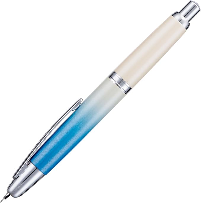 Jinhao 10 Press Fountain Pen with Box, Gradient Blue Retractable Fine Nib with Ink Converter Limited Edition Set (Silver Clip)
