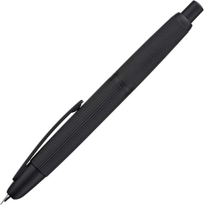 Jinhao 10 Press Fountain Pen with Box, Matt Black Chromium Retractable Extra Fine Nib with Ink Converter Set (Clip Version)