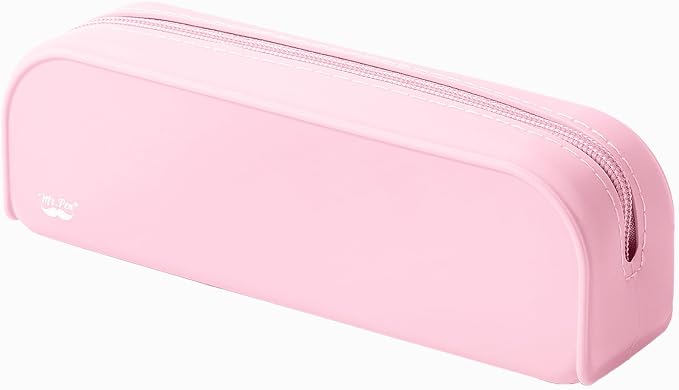 Mr. Pen- Silicone Pencil Case, Light Pink Pencil Pouch, Pencil Case Small | Multifunctional Pouch for Stationery, Cosmetics and Electrical Goods Storage