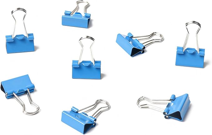50 Pack Small Blue Binder Clips 3/4 Inch (19 mm), Colored Little Paper Clamps, Tiny Mini Paper Clips for Office Home School Business 0.75"