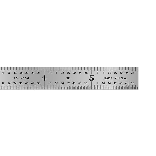 PEC Tools Made in USA Machinist Rule, 6" Rigid Steel Rule (5 Pack), Satin Chrome Finish, Markings 1/32", 1/64", 1/10", 1/50",