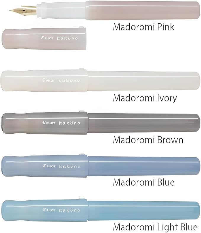 Pilot Kakuno Fountain Pen Madoromi Color Series, Gold (Smiley Face) Fine Nib, Perfect for Beginners and Creative Expression, Light Blue, PFKA-1MDLBF