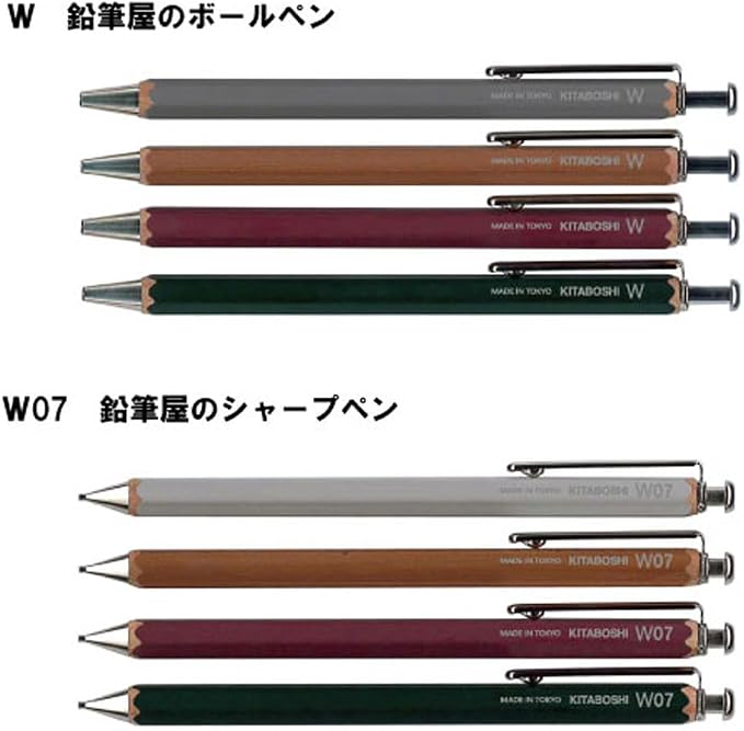 Kitaboshi 1.0mm Ballpoint Pen, Wooden Barrel, Adzuki Red (Burgundy), 1ea (W-600AZ)