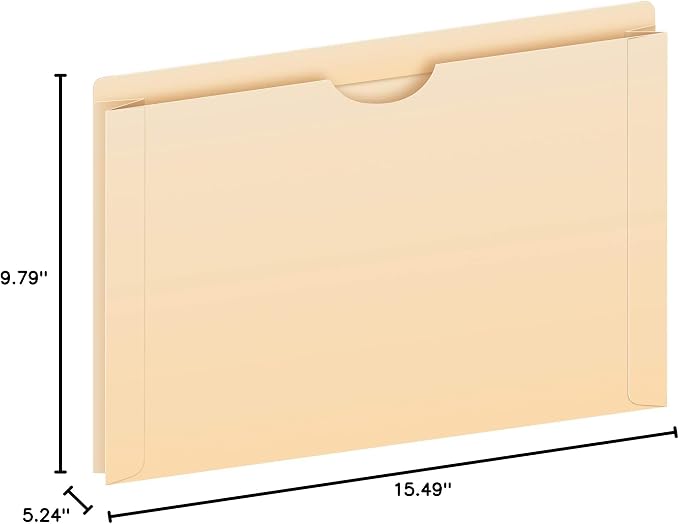 Pendaflex File Jackets, Legal Size, Manila, 2" Expansion, Reinforced Straight-Cut Tabs with Thumb Cut, 50 Per Box (23200EE), Beige, (Pack of 4)