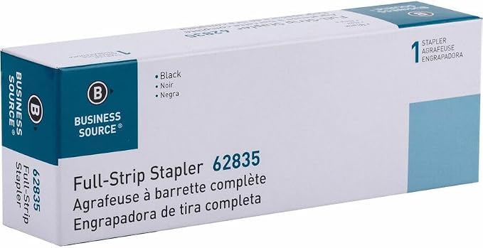 Business Source Desktop Stapler, Full-Strip, 20 Sheet Capacity, Black