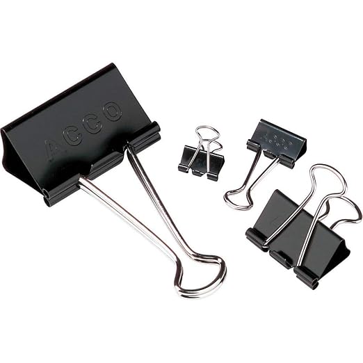 Acco 72050 Medium Binder Clips, 1-1/4-Inch W, 5/8-Inch Cap, Blk/Silver, Sold as 1 Dozen