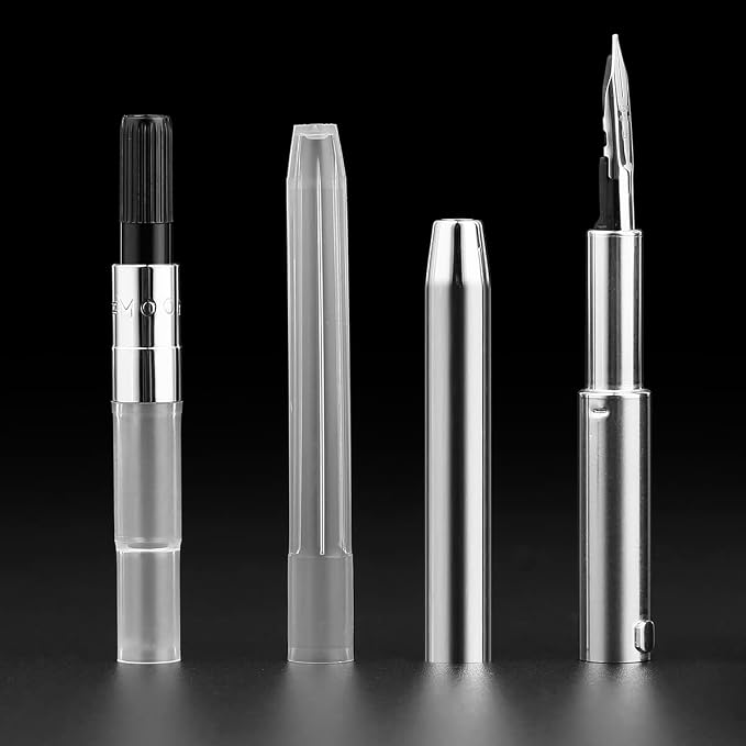 erofa Majohn A2 Press Fountain Pen Extra Fine Nib with Box, Retractable Blue Resin Ink Pen with Converter Writing Pen Set (Silver Clip Version