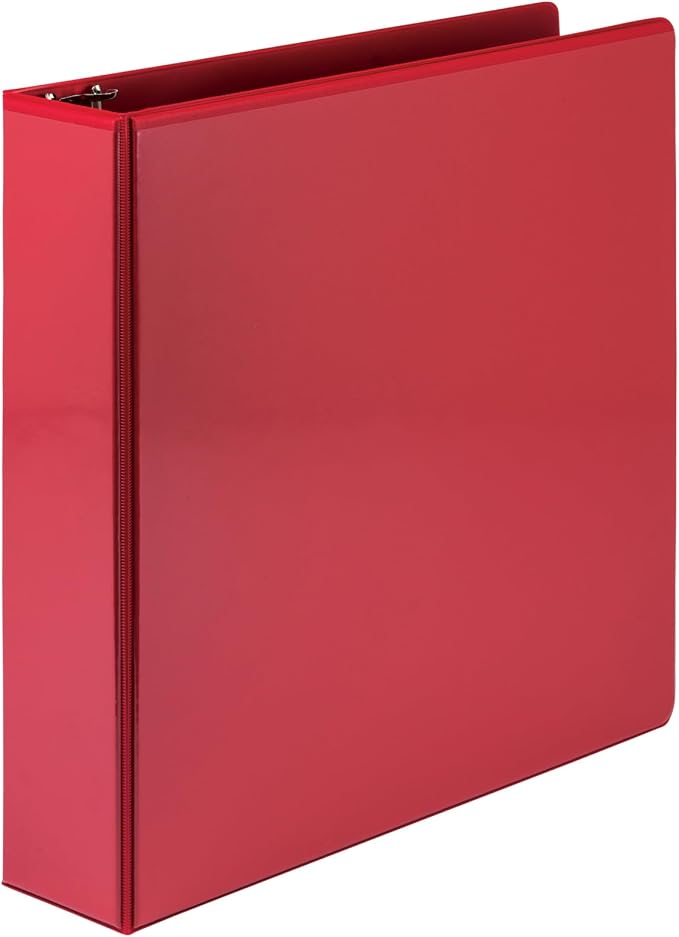 Samsill 2 Inch 3 Ring Binders, Economy Round Ring, Clear View Cover, 425 Sheet Capacity - for School, Home, Office - Red, 12 Pack
