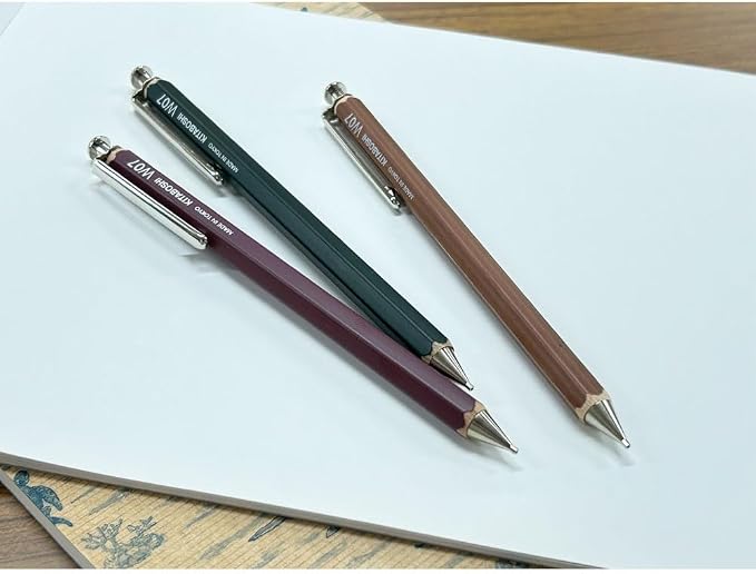 Kitaboshi 0.7mm Mechanical Pencil, Wooden Barrel, #0 2B, Black Lead, Dark Green, 1ea (W07-600DG)