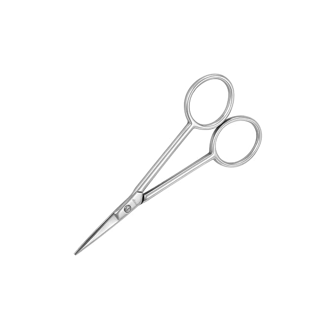 LIVINGO Small Nail Cuticle Scissors Straight Blade Stainless Steel Tool | Compact 4 Inch Design, Precision Cutting, Beard Eyelash Eyebrow Detail Grooming