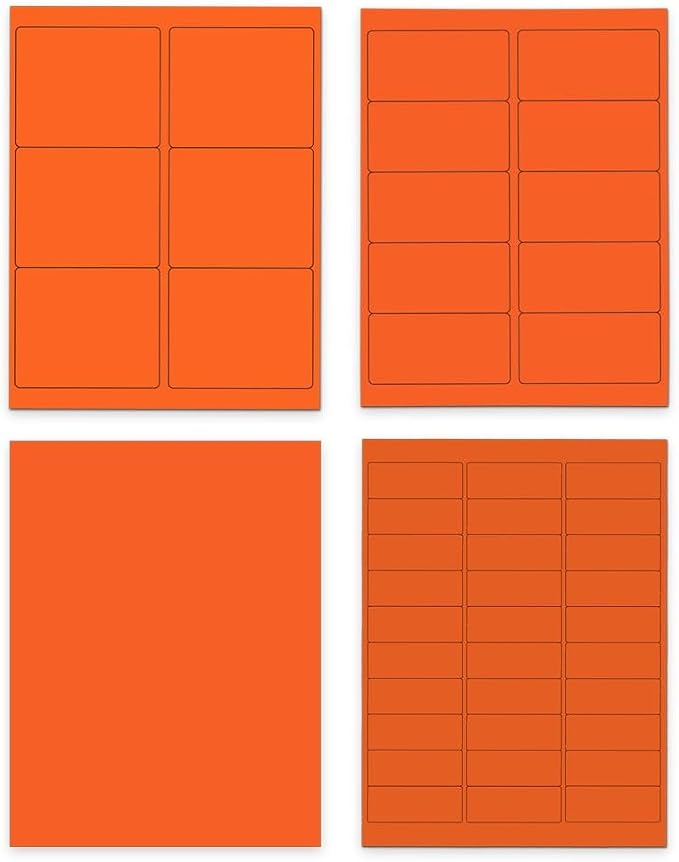 JAM PAPER Shipping & Mailing Address Labels - Multi Size Assortment - Orange - 370/Pack