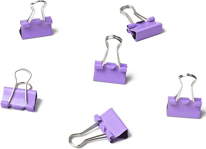 30 Pack Medium Purple Binder Clips 1-1/4 Inch (32 mm), Colored Middle Size Paper Clamps, Large Big Paper Clips for Office Home School Business 1.25"