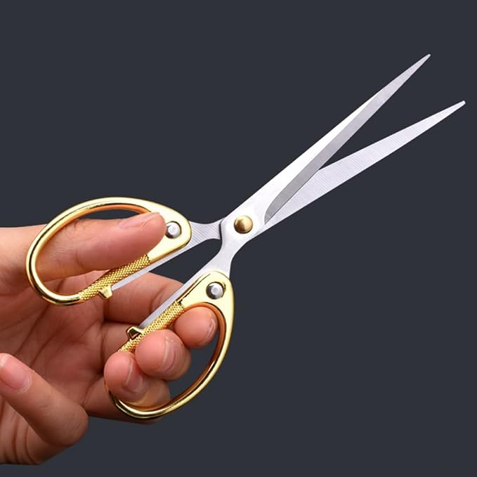 6.3-inch Small Craft Scissors, Sharp Blades Office Scissors for Desk, Stainless Steel All Purpose Scissors for Office, Home, School, DIY, Sewing, Fabric (Gold)