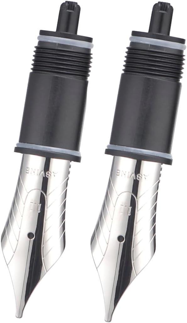 Set of 2 Number 8 Fountain Pen Replacement 1.1 Stub Nibs - Compatible with C2000, V800 and C80- Silver