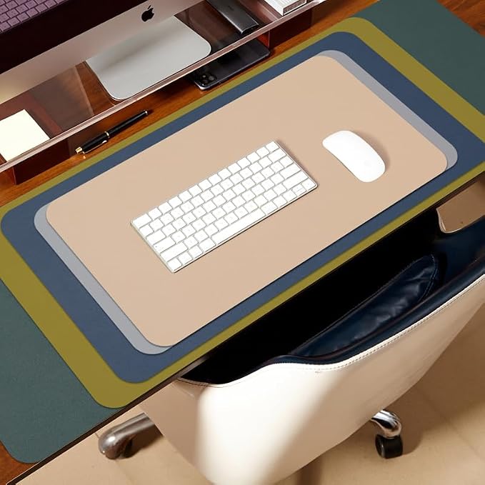 Leather Desk Mat - Small Non-Slip PU Desk Pad for Office and Home - Desk Organization and Accessories - Ideal for Large Mouse Pad and Small Desk Mats on Top of Desks (Light Blue,23.6"x 13.8")