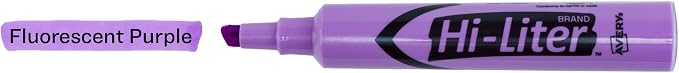 Avery Hi-Liter Desk-Style Highlighters, Smear Safe Ink, Chisel Tip, 12 Fluorescent Purple Highlighters (24060)
