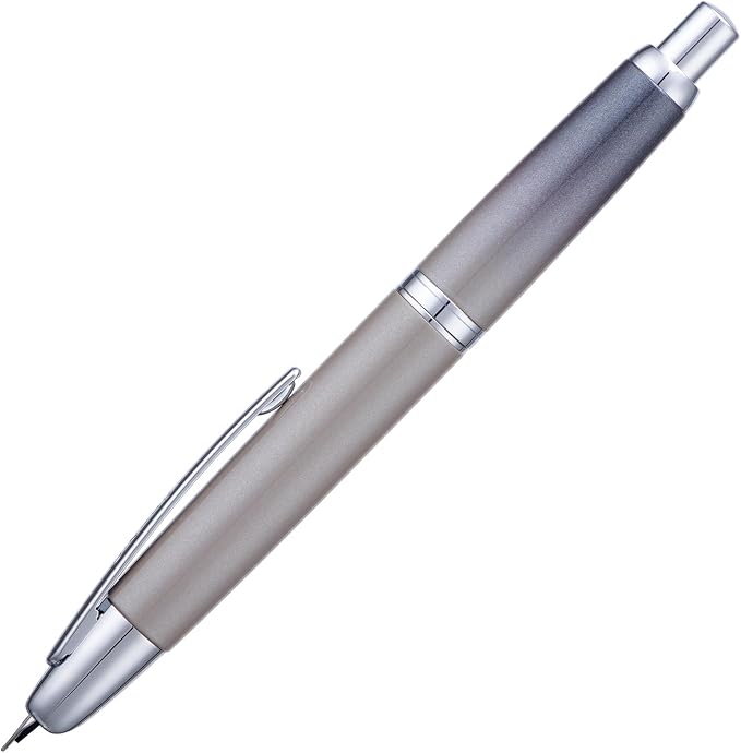 Jinhao 10 Press Fountain Pen with Box, Gradient Gray Retractable Medium Nib with Ink Converter Set (Silver Clip)