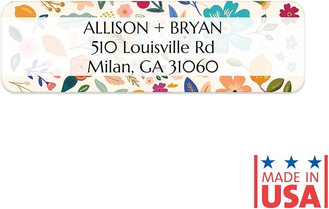 Multicolored Floral Print Rolled Address Labels / 500 Personalized Return Address Labels/Designer Address Stickers in Elegant Plastic Dispenser