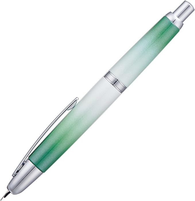 Jinhao 10 Press Fountain Pen with Box, Gradient Grass Green Retractable Fine Nib with Ink Converter Set (Silver Clip)