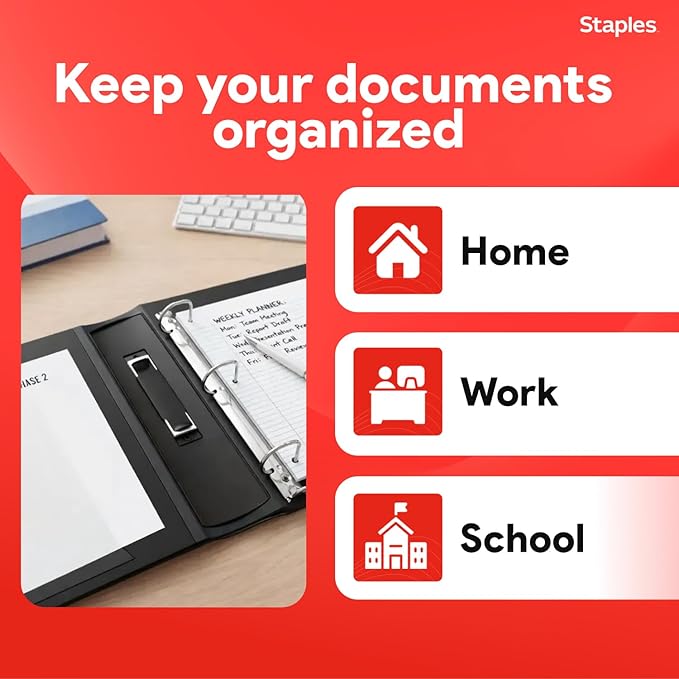 Staples Better Binder, 5" D-Ring, Black – Heavy-Duty 3-Ring Binder with Reinforced Spine, Holds 1050 Sheets for High-Capacity Storage
