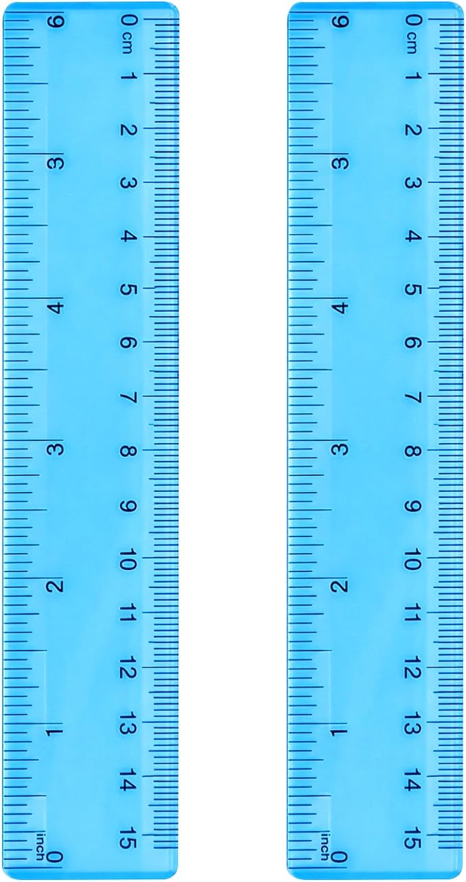 EBOOT 2 Pack Plastic Ruler Straight Ruler Plastic Measuring Tool for Student School Office(Blue,6 Inch)
