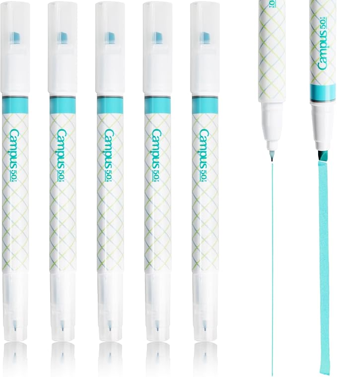 KOKUYO 2-Way Highlighter 5 Colors Set. Mark+ Dual Way of Point Types, 5 Pack of Pink. Japan Import (50th Anni. Green)