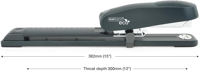Rapesco 1480 ECO Long Reach Stapler with 2000 Staples (26 Standard 1/4" and 24 High-Capacity 5/16"), 50 Sheet Capacity, Front Loading, Non-Slip Base, for Binding Books, Brochures or Cards, Charcoal | Heavy-Duty All-Metal Chassis, Includes 2000 Staples,...