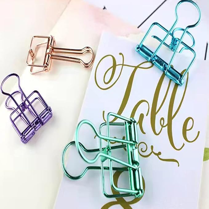 20PCS Medium Metal Binder Clips - Bronze, Paper Clamps for Office Supplies, School, Personal Document Organizing